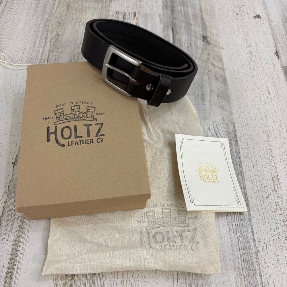 Holtz Leather Co Black Leather Belt size 36 Made in America NEW